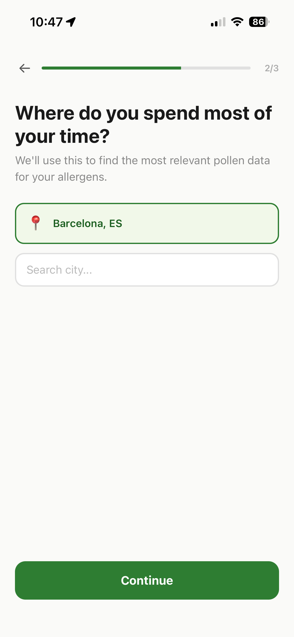 Location picker: choose the places you spend time